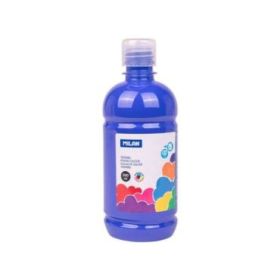 Milan Botella de Tempera 500ml - Tapon Dosificador - Secado Rapido - Mezclable - Color Azul Marino