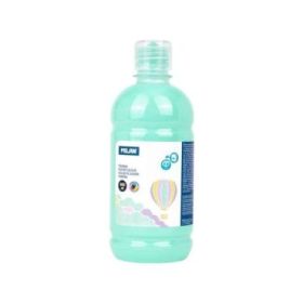 Milan Botella de Tempera 500ml - Tapon Dosificador - Secado Rapido - Mezclable - Color Verde Pastel