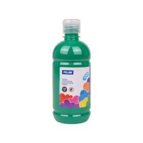 Milan Botella de Tempera 500ml - Tapon Dosificador - Secado Rapido - Mezclable - Color Verde Oscuro