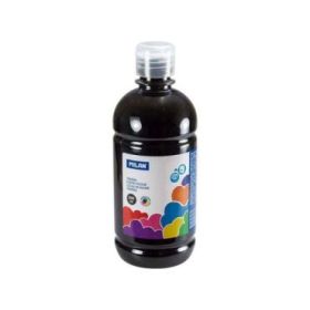 Milan Botella de Tempera 500ml - Tapon Dosificador - Secado Rapido - Mezclable - Color Negro
