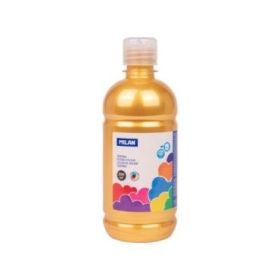 Milan Botella de Tempera 500ml - Tapon Dosificador - Secado Rapido - Mezclable - Color Oro