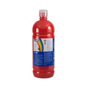 Milan Botella de Tempera 1000ml - Tapon Dosificador - Secado Rapido - Mezclable - Color Rojo