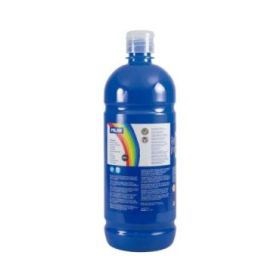Milan Botella de Tempera 1000ml - Tapon Dosificador - Secado Rapido - Mezclable - Color Azul Cyan