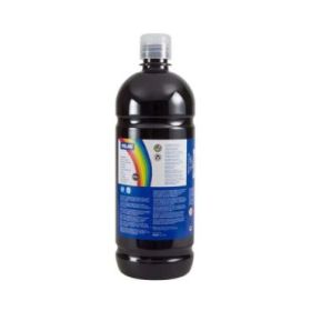 Milan Botella de Tempera 1000ml - Tapon Dosificador - Secado Rapido - Mezclable - Color Negro