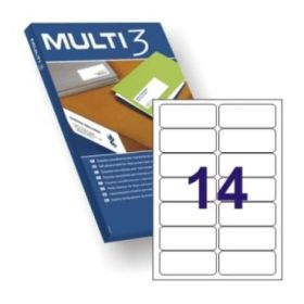 Multi3 Pack de 1400 Etiquetas Blancas Cantos Redondeados Tamaño 99,1x38,1mm - Adhesivo Permanente - Aptas para Impresion Ink-jet y Laser