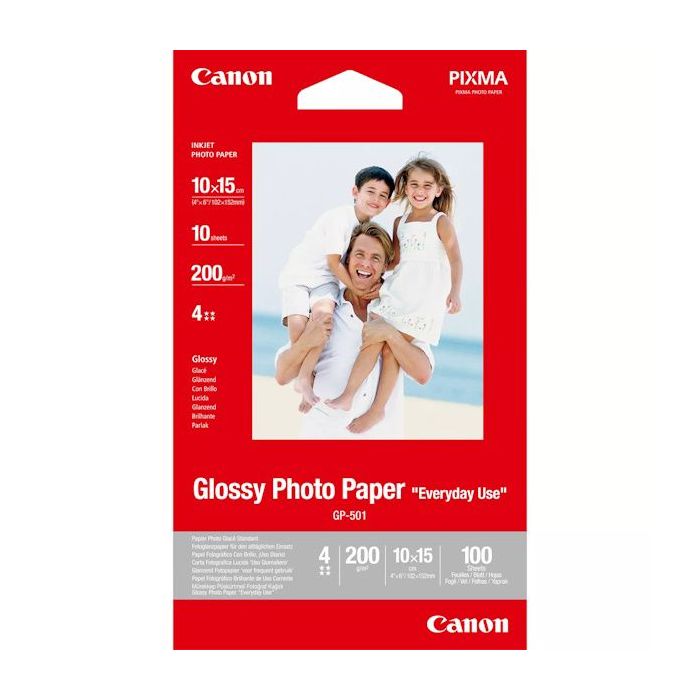 Canon GP-501 Papel Fotografico A6 10x15cm Brillo 200gr 100 Hojas