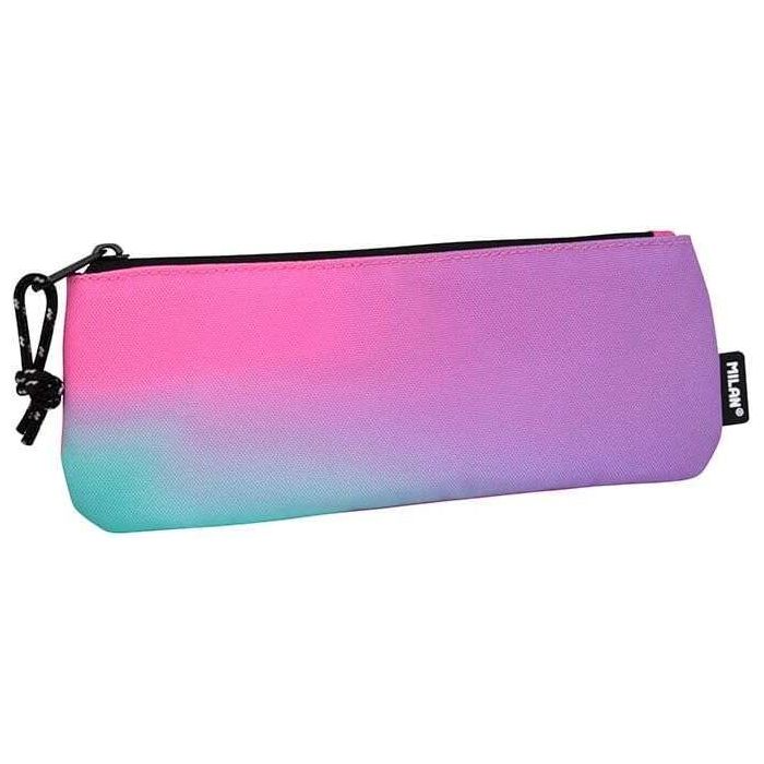 Milan Sunset Estuche Pequeño Plano Rectangular - Tejido Resistente a las Roturas y Rasgaduras - Medidas 23x9x1.3cm - Color Rosa