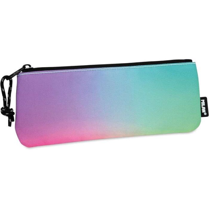 Milan Sunset Estuche Pequeño Plano Rectangular - Tejido Resistente a las Roturas y Rasgaduras - Medidas 23x9x1.3cm - Modelo Color Negro