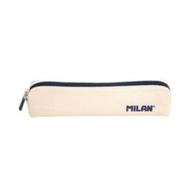 Milan Serie 1918 Estuche Mini Redondo - Tejido Resistente a las Roturas y Rasgaduras - Medidas 20,5x4,5x5cm - Color Beige