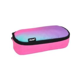 Milan Sunset Estuche Portatodo Ovalado - Compartimento Interior de Malla - Tejido Resistente a las Roturas y Rasgaduras - Medidas 20.5x9x5.5cm - Color Rosa