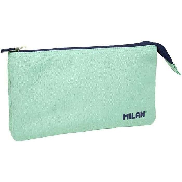 Milan Serie 1918 Estuche Portatodo 5 Compartimentos - Tejido Resistente a las Roturas y Rasgaduras - Medidas 22x12x4cm - Color Verde