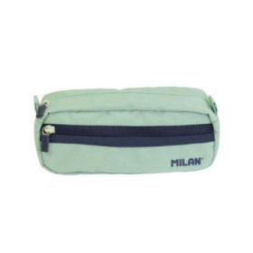 Milan Serie 1918 Estuche Portatodo Rectangular 2 Compartimentos - Tejido Resistente a las Roturas y Rasgaduras - Medidas 21x8,5x6,1cm - Color Verde