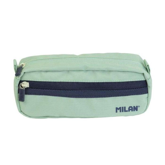 Milan Serie 1918 Estuche Portatodo Rectangular 2 Compartimentos - Tejido Resistente a las Roturas y Rasgaduras - Medidas 21x8,5x6,1cm - Color Verde