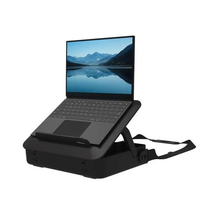 Fellowes Maletin de Doble uso para Ordenador - Elevable a 5 Alturas - Incluye Asa y Correa - Materiales 100% Reciclados