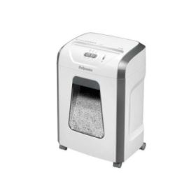 Fellowes 15C Destructora de Papel Manual 19L - Destruye hasta 15 Hojas - Particulas de 4x40mm - Nivel de Seguridad Din P-4 - Bloqueo de Seguridad - Destruye Grapas y Tarjetas de Credito - Color Blanco/Gris