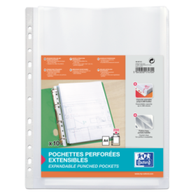 Oxford A4 Fundas Multitaladro Gran Capacidad - Fuelle Polipropileno 200µ - Acabado Cristal