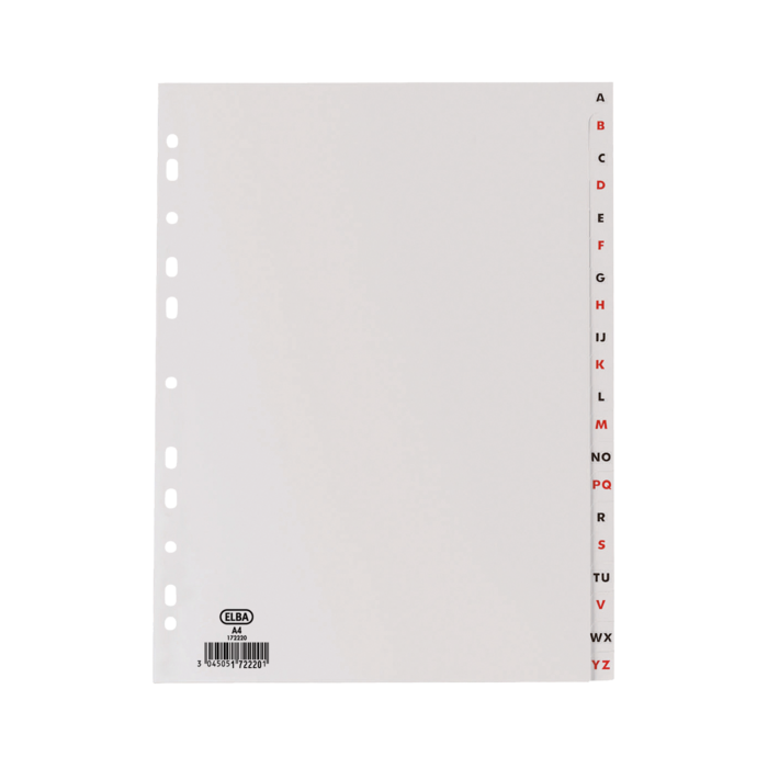 Elba Indice Alfabetico Folio 20 Posiciones - Resistente Plastico de 120 Micras - Organizacion Alfabetica Eficiente - Color Gris