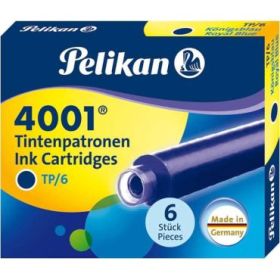 Pelikan Caja de 6 Cartuchos 4001 TP/6 - Tinta de Alta Calidad - Compatible con Plumas Estilograficas - Color Azul Real
