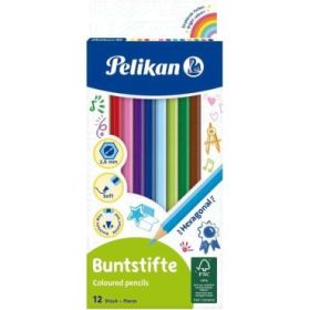 Pelikan Caja de 12 Lapices de Colores Hexagonales Lacados - Mina Antirotura - Certificacion FSC