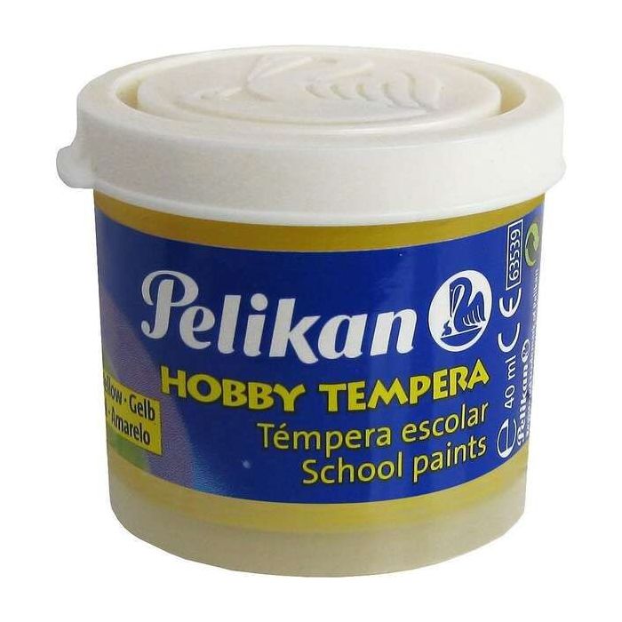 Pelikan Tempera Escolar Frasco 40ml - Facil de Lavar - Ideal para Actividades Escolares - Color Amarillo