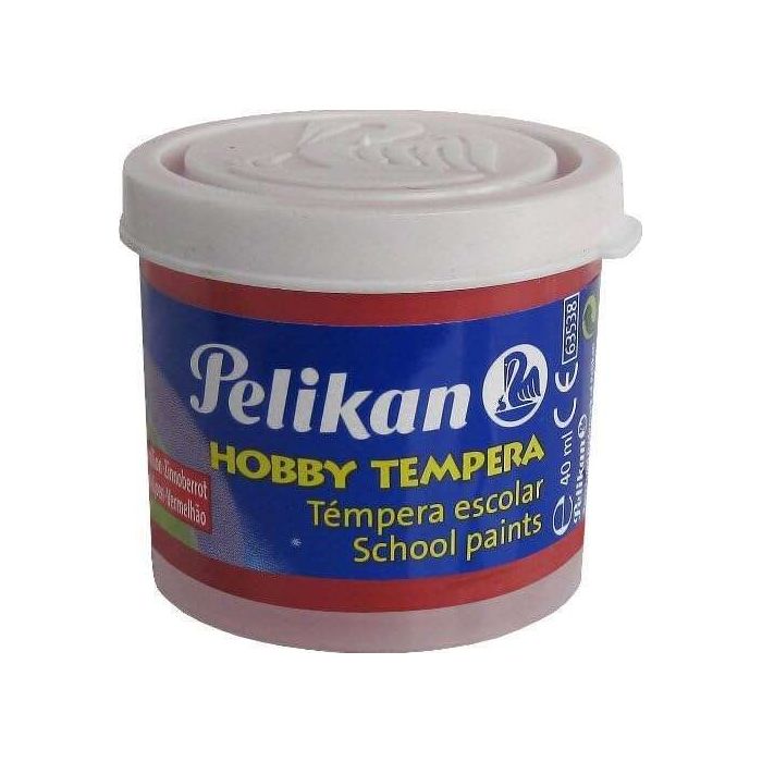 Pelikan Tempera Escolar Frasco 40ml - Facil de Usar - Ideal para Actividades Escolares - Color Bermellon