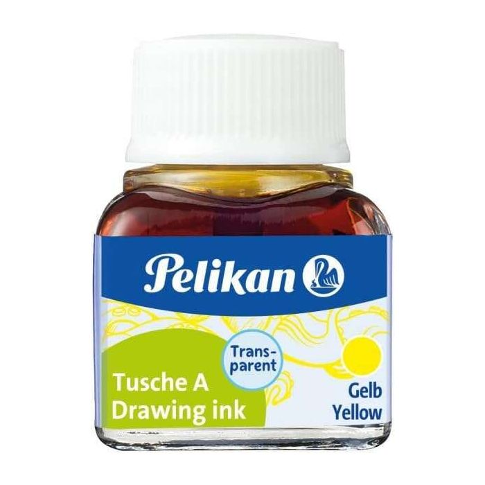Pelikan Tinta China 523 10ml N.5 - Botella de 10ml - Resistente al Agua - Ideal para Dibujo y Caligrafia - Color Amarillo