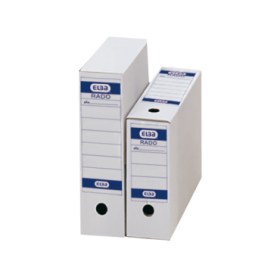 Elba Caja de Archivo Definitivo Folio - Resistente y Duradera - Tamaño Folio - Ideal para Organizar Documentos - Color Blanco y Azul