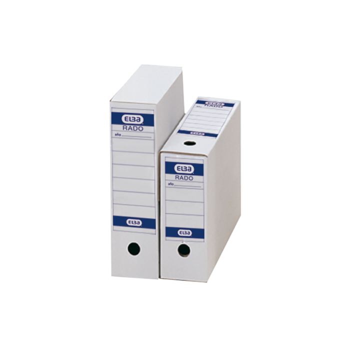 Elba Caja de Archivo Definitivo Folio - Resistente y Duradera - Tamaño Folio - Ideal para Organizar Documentos - Color Blanco y Azul