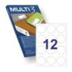 Multi3 Pack de 1200 Etiquetas Redondas 60mm de Diametro - 100 Hojas x 12 Etiquetas - Aptas para Imprimir Laser y Tinta - Color Blanco
