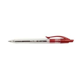 Milan P1 Boligrafo de Bola Retractil - Punta Redonda 1mm - Cuerpo Transparente - Color Rojo