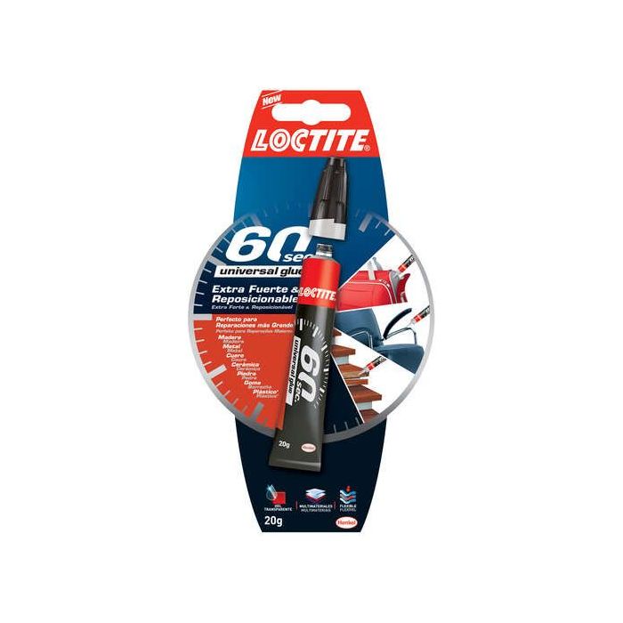 Loctite 60Sec Pegamento Extrafuerte 20gr - Pega en 60 Segundos - Adhesivo Reposicionable en Gel Transparente - Ideal para Superficies Verticales