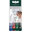Faber-Castell W20 Pack de 4 Rotuladores para Pizarra Blanca - Punta de Bala - Ancho de Linea 2,25mm - Borrado en Seco - Colores Surtidos