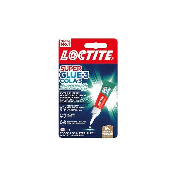 Loctite Superglue-3 Gel Reposicionable 3gr - Adhesivo Instantaneo e Inodoro - Uniones Precisas y Transparentes - Ideal para Superficies Porosas o Verticales - Adhesivo Multimaterial