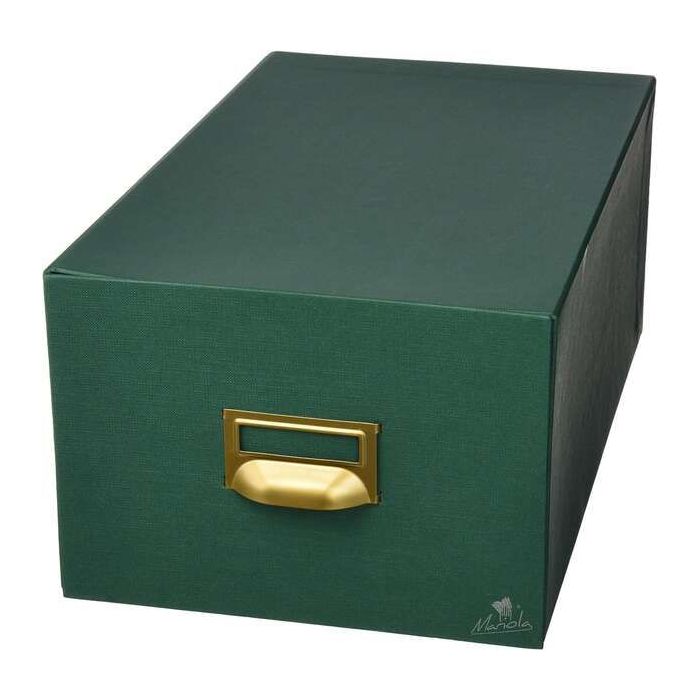 Mariola Fichero Carton Forrado en Geltex Nº4 para 500 Fichas - Medidas 220x155x250mm - Resistente y Duradero - Color Verde