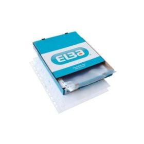 Elba Pack de 100 Fundas Multitaladro PP 90 Micras - Tamaño A4 - Acabado Piel Naranja - Transparente