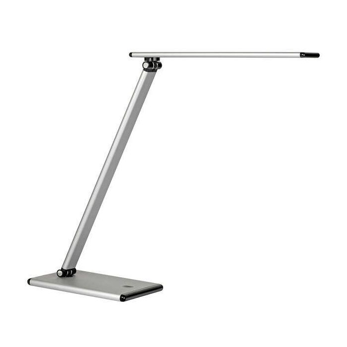 Unilux Lampara de Escritorio LED Terra - Iluminacion LED de Bajo Consumo - Diseño Moderno y Elegante - Brazo Flexible para Ajustar la Luz - Color Gris Metalizado