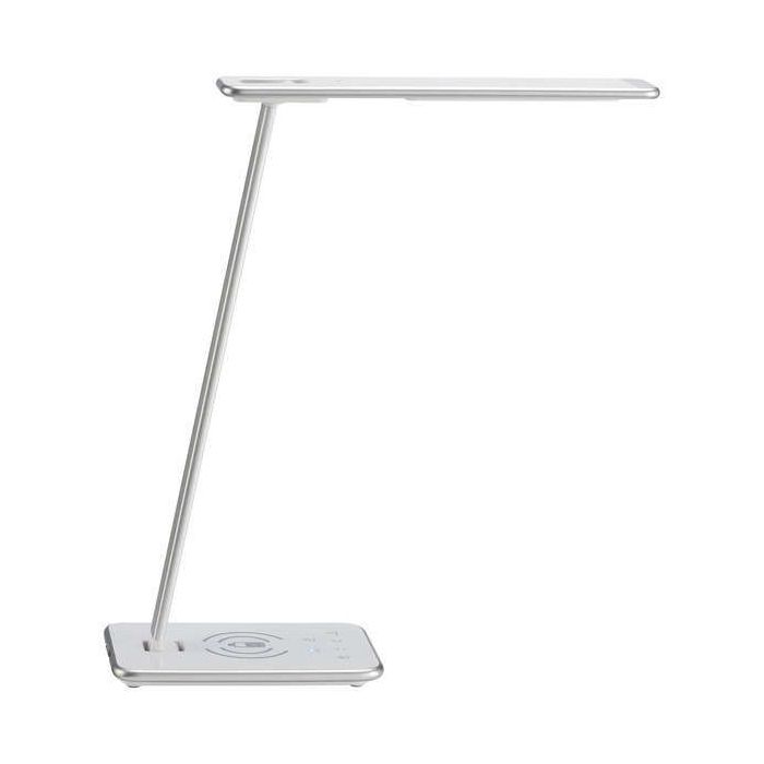 Unilux Lampara de Escritorio LED Jazz - Iluminacion LED de Bajo Consumo - Diseño Moderno y Elegante - Brazo Flexible para Ajustar la Luz - Color Gris Metalizado