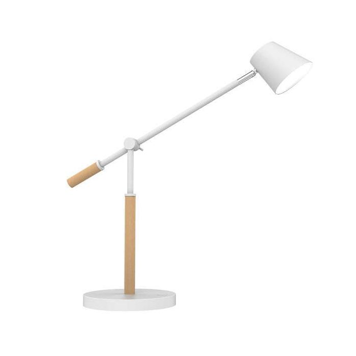 Unilux Lampara de Escritorio LED Vicky - Diseño Moderno y Elegante - Luz LED de Bajo Consumo - Ajustable en Altura y Angulo - Color Blanco/Madera