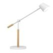 Unilux Lampara de Escritorio LED Vicky - Diseño Moderno y Elegante - Luz LED de Bajo Consumo - Ajustable en Altura y Angulo - Color Blanco/Madera