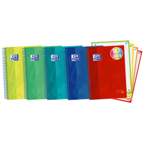 Oxford School Touch A5+ Europeanbook - Tapa Extradura Resistente - 120 Hojas de Colores Vivos - Cuadricula 5x5