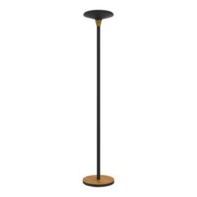 Unilux Lampara de Pie LED Baly Bamboo Negra - Diseño Elegante de Bambu - Iluminacion LED Eficiente - Altura Ajustable - Base Resistente