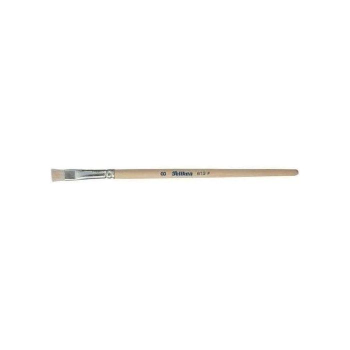 Pelikan Pincel Serie 613F Nº2 - Pincel de Punta Plana de Pelo Natural - para Colores Pastosos - para Pinturas al Oleo, Acrilico y Tempera - Mango de Madera Natural