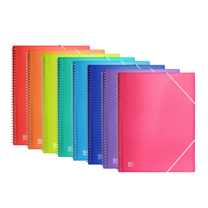 Oxford Urban A4 Carpeta de Fundas - Tapa de Plastico Translucido - Espiral 20 Fundas - Colores Surtidos
