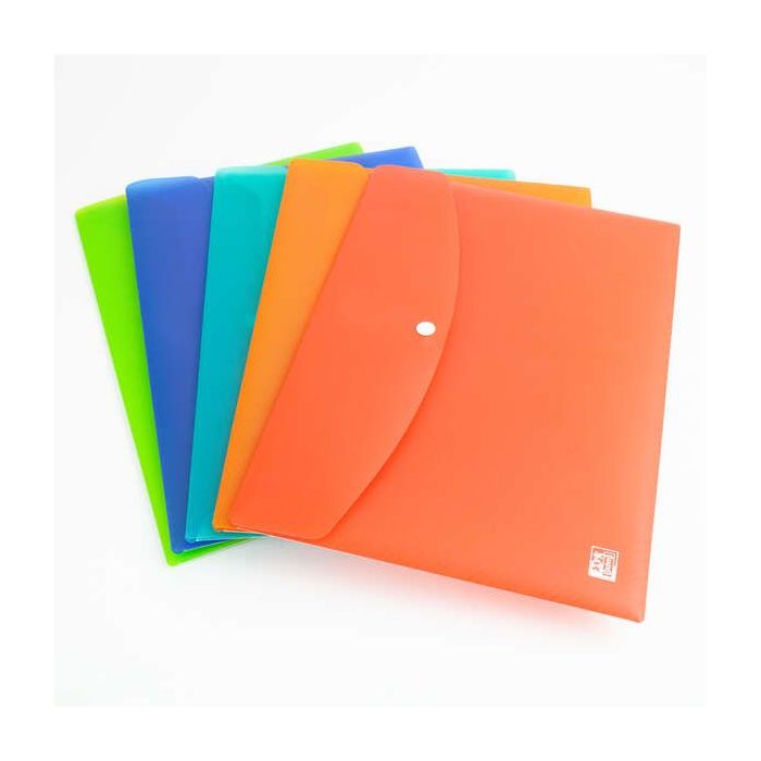 Oxford Urban Carpeta Plastico Rigido Translucido - Sobre con Broche - Resistente y Duradera - Colores Surtidos