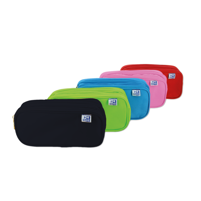 Oxford Kangoo Kids Estuche Triple - 3 Cremalleras - Poliester Resistente - Tamaño Compacto de 22.5x11x7cm - Colores Surtidos