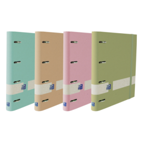 Oxford Nature Europeanbinder A4+ Tapa Extradura 4x35 Surtido con Recambio Pastel 5x5 - Carpeta Ecologica con Tapa Dura - Incluye Recambio de Hojas Pastel