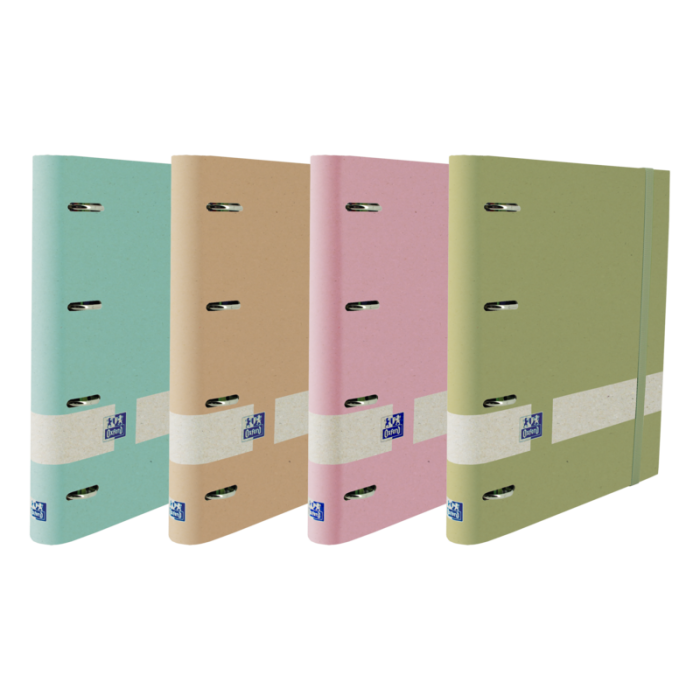 Oxford Nature Europeanbinder A4+ Tapa Extradura 4x35 Surtido con Recambio Pastel 5x5 - Carpeta Ecologica con Tapa Dura - Incluye Recambio de Hojas Pastel