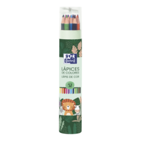 Oxford Animal Besties Tubo Lapices de Madera - 12 Colores - Incluye Sacapuntas - Ideal para Amantes de los Animales