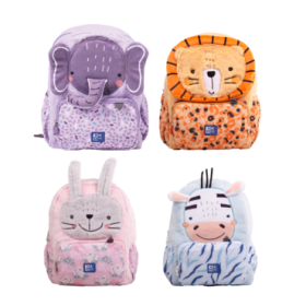 Oxford Kids Mochila Infantil 8.5L Tacto Suave Peluche - Diseño Surtido 4 Animal Besties - Ideal para Niños Pequeños - Espaciosa y Comoda - Confeccionada con Material de Alta Calidad