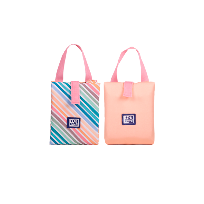 Oxford Porta Alimentos Reutilizable con Asa Colorblock - Poliester Reciclado RPET - Libre de Bpa - Conveniente y Ecologico